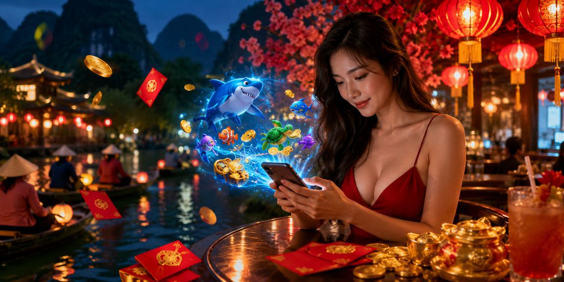 Người chơi Bắn Cá tại chợ đêm Ninh Bình bên ánh đèn lung linh
